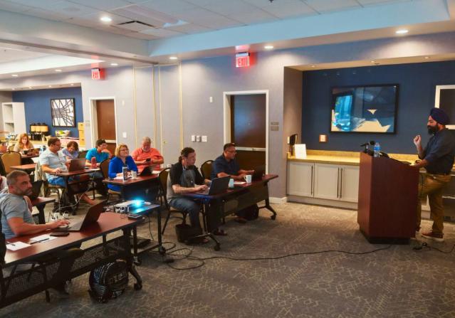 Trivro AI founder conducting a workshop for founders in the US